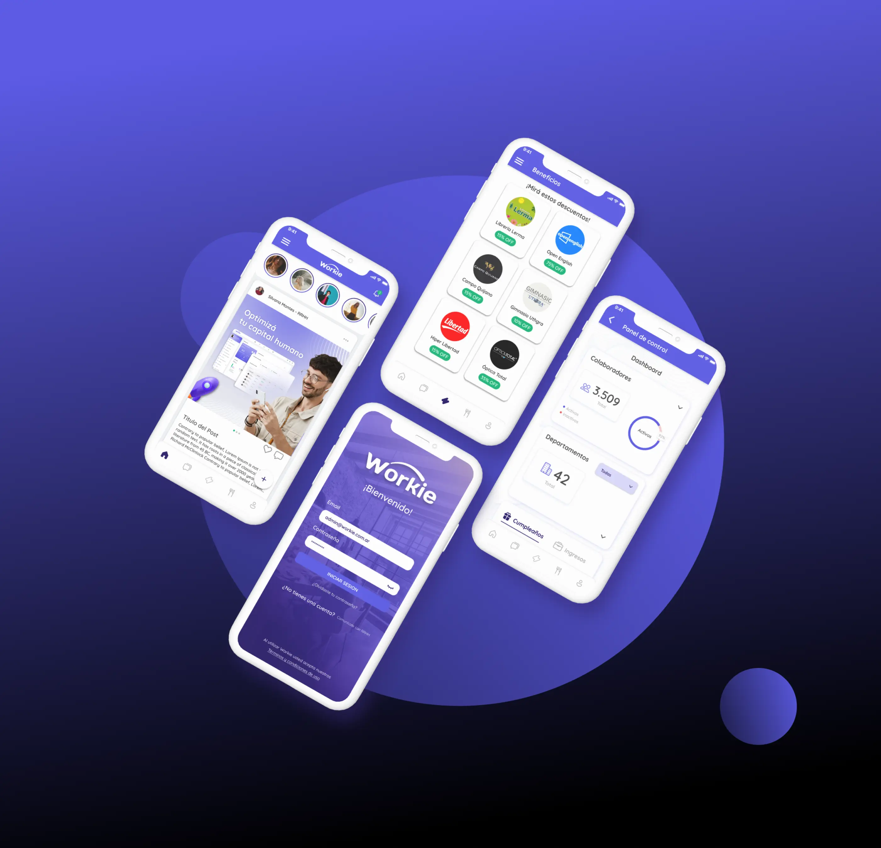 Imagen de dispositivos con la interfaz de Workie